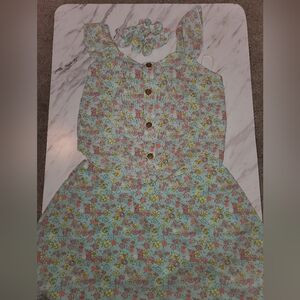 Girl Floral Matching Outfit with Hair tie Size 16